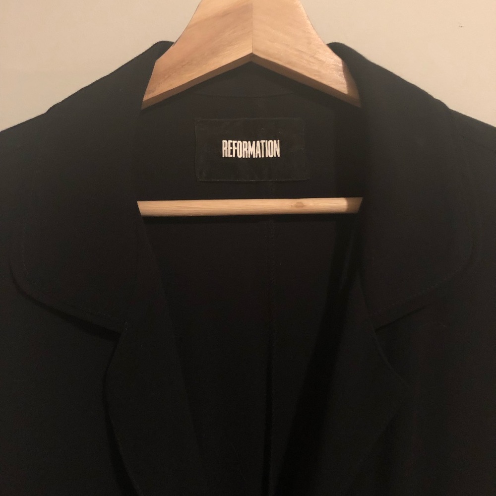 Reformation black button down dress